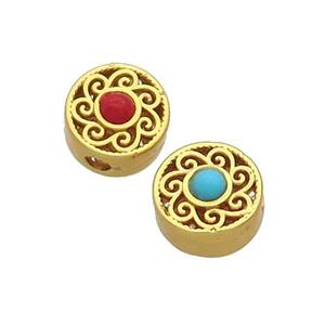 Tibetan Style Copper Beads Circle Unfade Gold Plated, approx 10mm [FD12357]