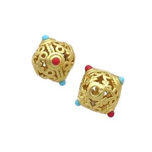 Tibetan Style Copper Beads Bicone Unfade Gold Plated, approx 9-10mm [FD12359]