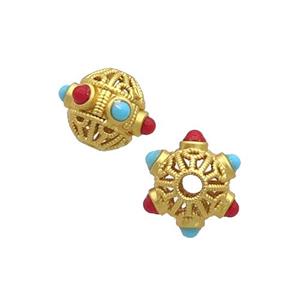Tibetan Style Copper Beads Bicone Unfade Gold Plated, approx 9-11mm [FD12360]