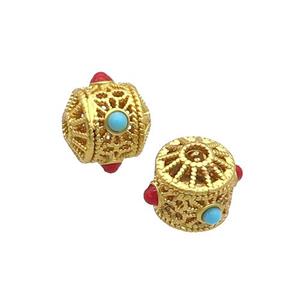 Tibetan Style Copper Beads Tube Unfade Gold Plated, approx 9-10mm [FD12361]