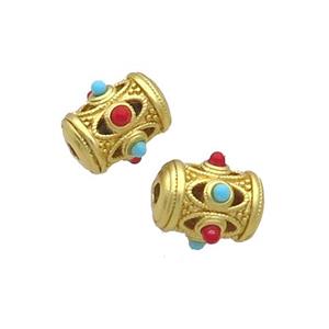 Tibetan Style Copper Beads Tube Unfade Gold Plated, approx 7-10mm [FD12362]