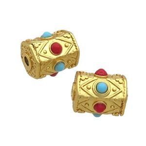 Tibetan Style Copper Beads Tube Unfade Gold Plated, approx 9-12mm [FD12363]