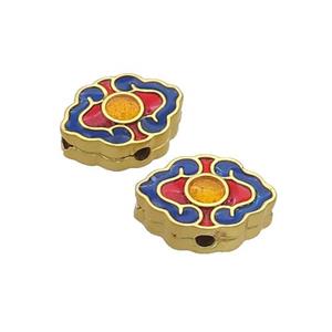Copper Beads Enamel Gold Plated Oval, approx 11-15mm [FD12366]