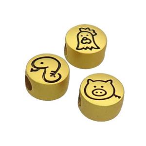 Copper Button Beads Large Hole Unfade Gold Plated, approx 10mm, 3mm hole [FD12367]