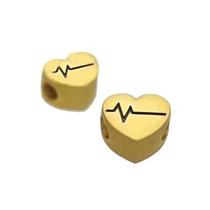 Copper Heart Beads Large Hole Unfade Gold Plated, approx 10-11mm, 3mm hole [FD12368]