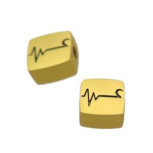 Copper Square Beads Large Hole Unfade Gold Plated, approx 12-13mm, 3mm hole [FD12369]