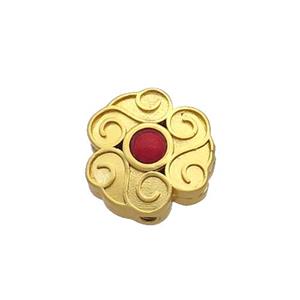Copper Flower Beads Unfade Gold Plated, approx 15mm [FD12370]