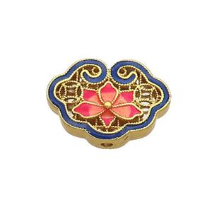 Copper Beads Flower Enamel Gold Plated, approx 14.5-20mm [FD12376]