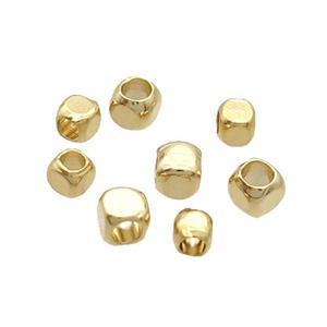 Copper Cube Beads Unfade Gold Plated, approx 3mm [FD12378-3MM]