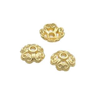 Copper Beadcaps Unfade Gold Plated, approx 6mm [FD12382]