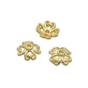 Copper Beadcaps Unfade Gold Plated, approx 7.5mm [FD12383]