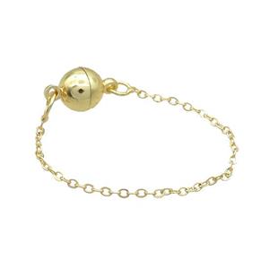 Copper Bracelet Chain Magnetic Gold Plated, approx 8mm, 80mm length [FD12424]
