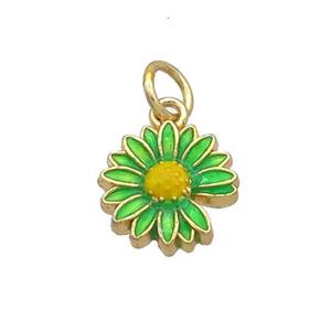 Alloy Sunflower Pendant Green Enamel Gold Plated, approx 12mm [FD12457]