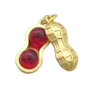 Copper Peanut Pendant Pave Cateye Matte Gold, approx 8-17mm [FD12465]