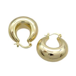 Copper Latchback Earring Polished Hollow Gold Plated, approx 25mm [FD12471]