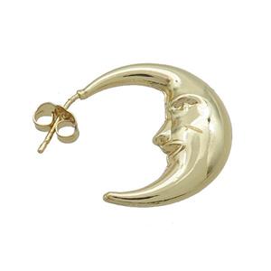Copper Stud Earring Moon Gold Plated, approx 23-25mm [FD12488]
