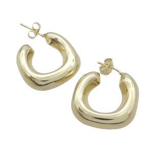 Copper Stud Earring Gold Plated, approx 25mm [FD12489]