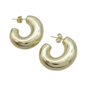 Copper Stud Earring Gold Plated, approx 30-33mm [FD12490]