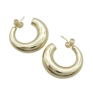 Copper Stud Earring Gold Plated, approx 28mm [FD12491]