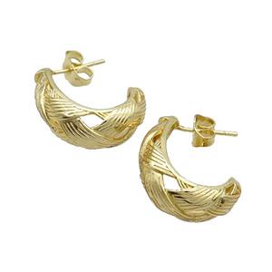 Copper Stud Earring Gold Plated, approx 20-23mm [FD12512]