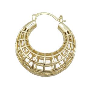 Copper Latchback Earring Hollow Gold Plated, approx 33-40mm [FD12524]