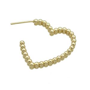 Copper Stud Earring Heart Gold Plated, approx 25-30mm [FD12539]