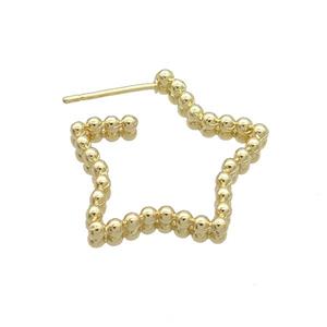 Copper Stud Earring Star Gold Plated, approx 25mm [FD12540]