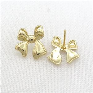 Copper Bow Stud Earring Knot Gold Plated, approx 16-18mm [FD12543]