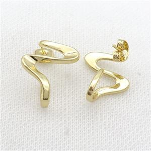Copper Stud Earring Gold Plated, approx 20-25mm [FD12545]