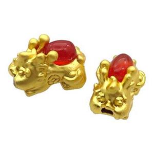 Copper Pixiu Beads Unfade Gold Plated, approx 9-17mm [FD12553]