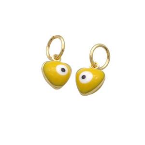 Copper Heart Pendant Eye Yellow Enamel Gold Plated, approx 7mm [FD12561]