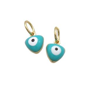 Copper Heart Pendant Eye Teal Enamel Gold Plated, approx 7mm [FD12562]