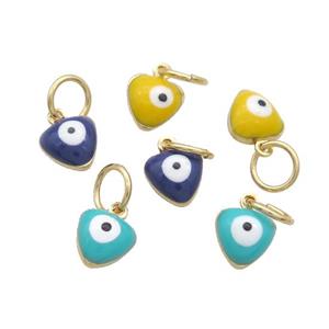 Copper Heart Pendant Eye Enamel Gold Plated Mix Color, approx 7mm [FD12564]