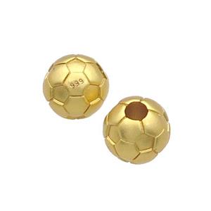 Copper Football Beads Round Large Hole Sport Unfade Gold Plated, approx 10mm, 3mm hole [FD12570]