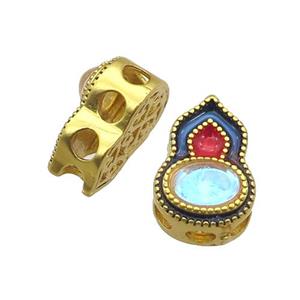 Copper Gourd Beads Multicolor Enamel Unfade Gold Plated, approx 9-13mm [FD12603]