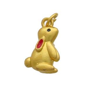 Copper Rabbit Pendant Red Enamel Unfade Gold Plated, approx 10-12.5mm [FD12610]