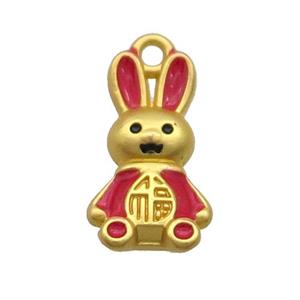 Copper Rabbit Pendant Red Enamel Unfade Gold Plated, approx 10-17mm [FD12611]