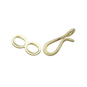 Copper Clasp Connector Unfade 18K Gold Plated, approx 10.5x5mm, 13x5mm, 2mm hole [FD12614]