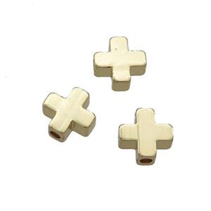 Copper Cross Beads Gold Plated, approx 6mm [FD12627]
