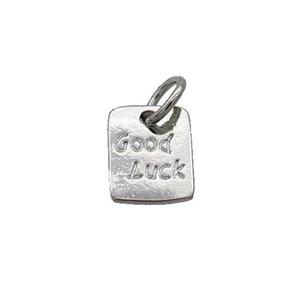 Copper Pendant With Good Luck Rectangle Platinum Plated, approx 7-9mm [FD12645]