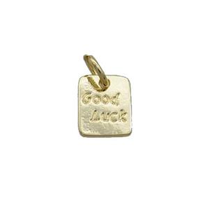 Copper Pendant With Good Luck Rectangle Gold Plated, approx 7-9mm [FD12646]