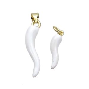 Copper Horn Pendant White Enamel Gold Plated, approx 4-15mm [FD12684-S]