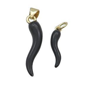 Copper Horn Pendant Black Enamel Gold Plated, approx 4-15mm [FD12685-S]