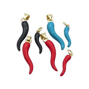 Copper Horn Pendant Enamel Gold Plated Mixed, approx 5-25mm [FD12688-L]