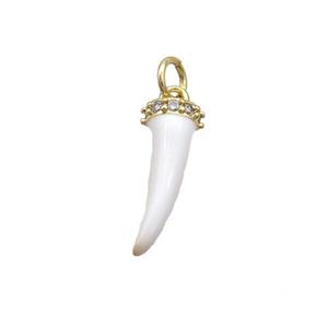 Copper Horn Pendant White Enamel Gold Plated, approx 7-17mm [FD12694]