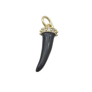 Copper Horn Pendant Black Enamel Gold Plated, approx 7-17mm [FD12695]