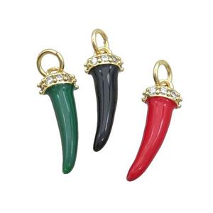 Copper Horn Pendant Enamel Gold Plated Mixed, approx 7-17mm [FD12698]