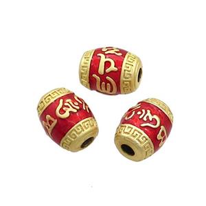 Tibetan Sytle Copper Barrel Beads Red Cloisonne Gold Plated, approx 8-10mm [FD12770]