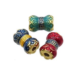 Tibetan Sytle Copper Lotus Beads Cloisonne Flower Gold Plated Mixed, approx 7.5-10.5mm [FD12774]