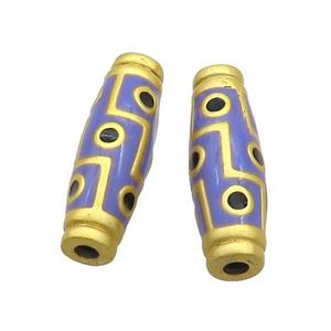 Copper Rice Beads Lavender Enamel Large Hole Gold Plated, approx 9-27mm, 3mm hole [FD12814]